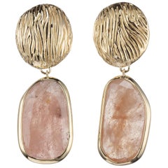 Yvel Pink Sapphire Slice Earrings in 18 Karat Yellow Gold