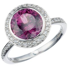 Rhodolite Garnet and Diamond Ring in Platinum 10
