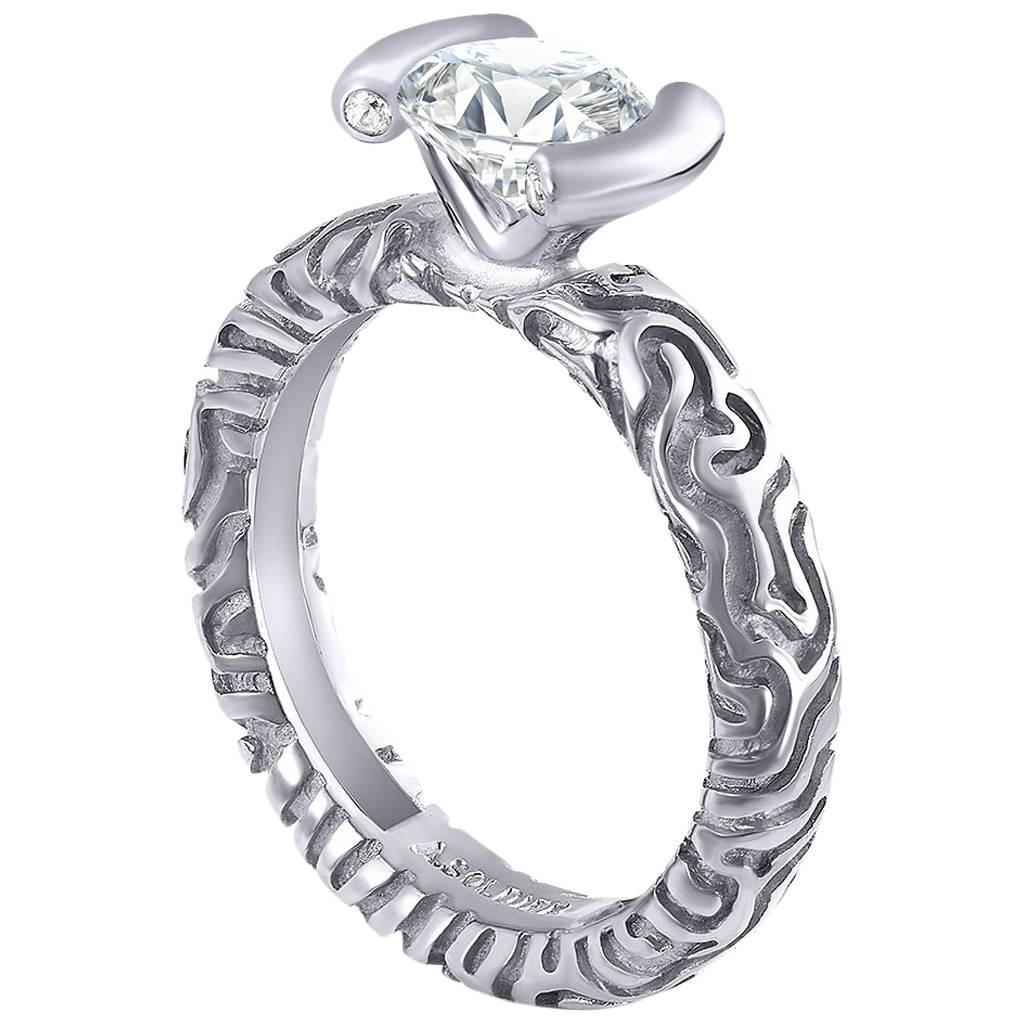 1 Carat Alex Soldier Diamond Valentine Engagement Ring in White Gold