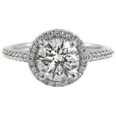 1.21 Carat Diamond Halo Platinum Engagement Ring 1