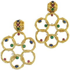 Massive Uno a Erre Italian Gemstone 1980s Earrings 2