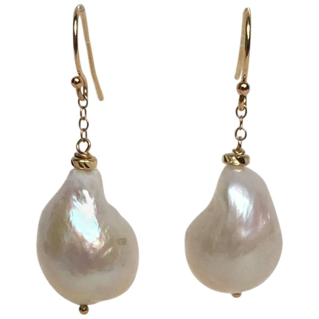 Marina J Large Baroque Pearl Dangle Earrings