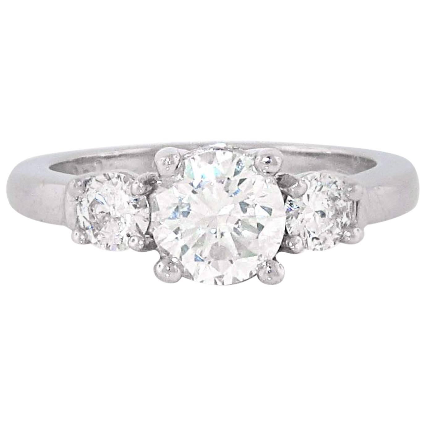 Three-Stone Platinum Diamond Engagement Ring. Approx 1.25ct total weight