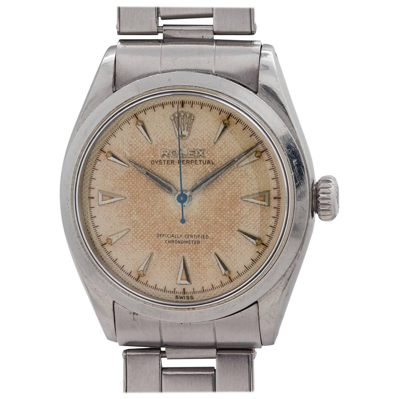 Rolex Stainless Steel Oyster Perpetual Self Winding Wristwatch, circa 1950