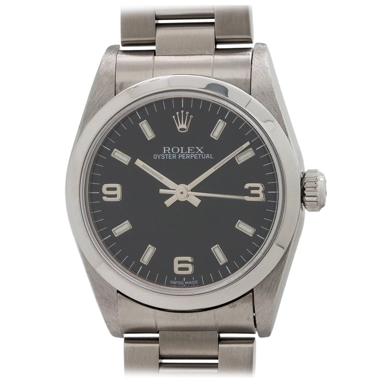Rolex Stainless Steel Oyster Perpetual Midsize Wristwatch Ref 77080, circa 1998