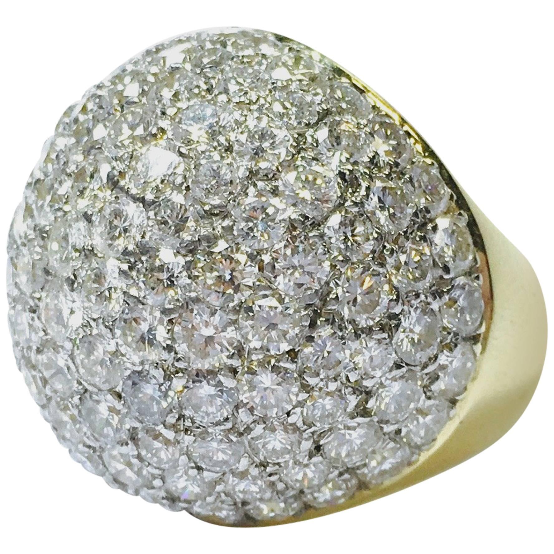 1960s 9 Carat of Diamonds Dome Ring For Sale