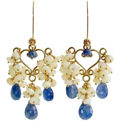 Tanzanite Opal Cluster Chandelier Earrings, Laudine Earrings