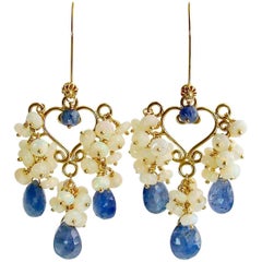 Tanzanite Opal Cluster Chandelier Earrings, Laudine Earrings 6