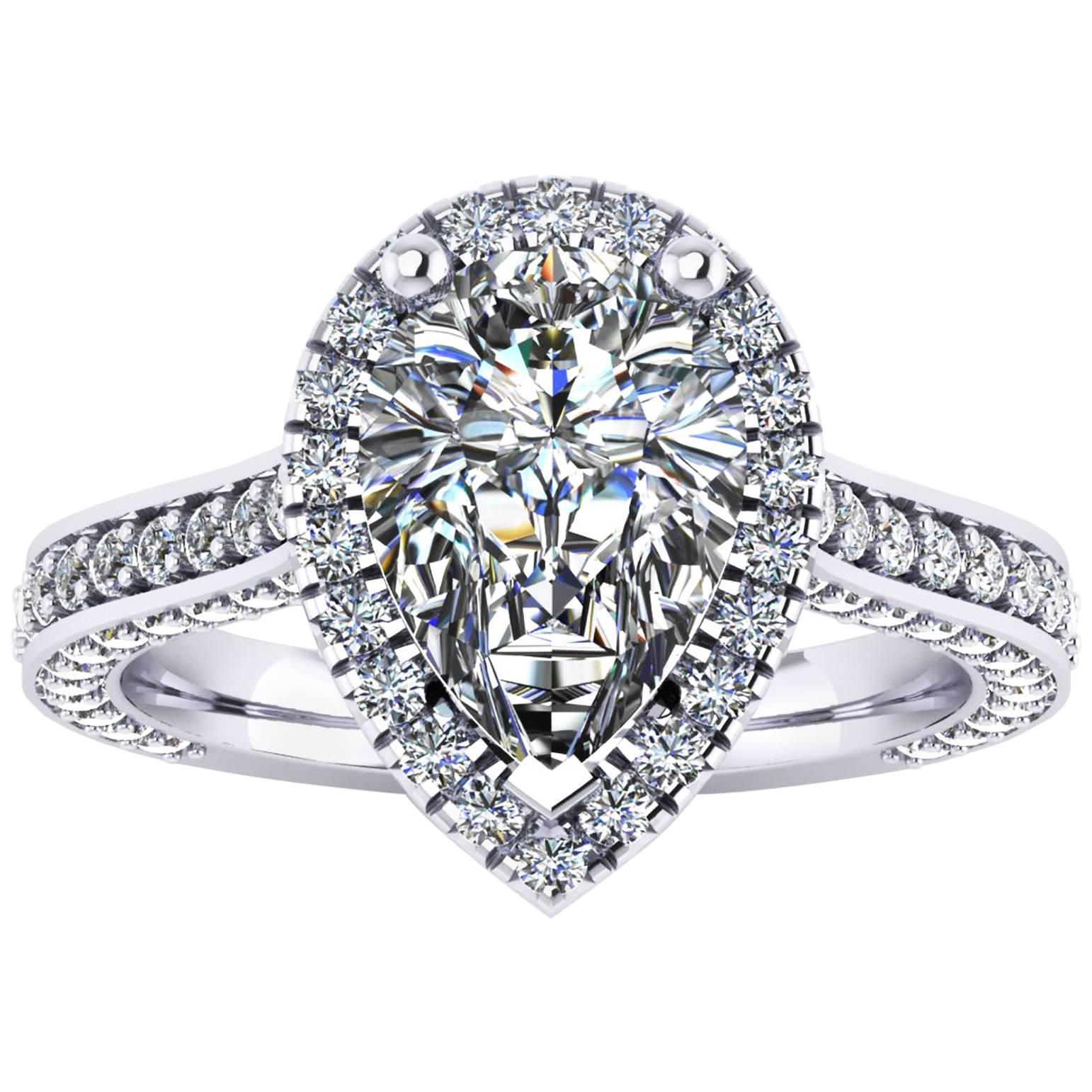 Ferrucci GIA Certified 1.90 Carat D Color Pear Shape Diamond Engagement Ring