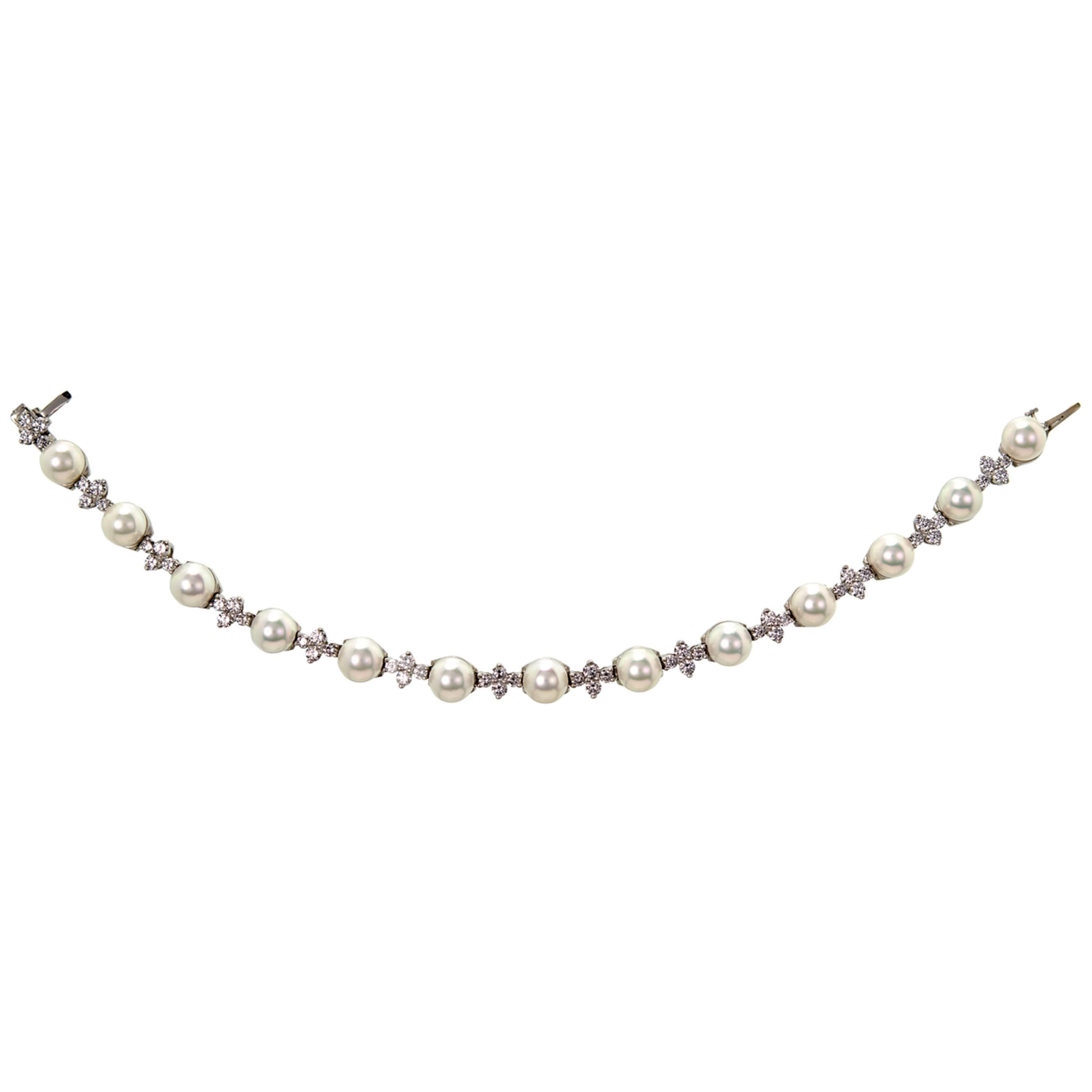 Contemporary Pearl and Diamond Bracelet by Tiffany & Co. For Sale