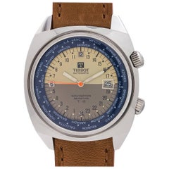 Vintage Tissot Stainless Steel T.12 Navigator Seastar Worldtimer Manual Wristwatch