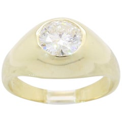 1.56 Carat Diamond Yellow Gold Men's Ring 