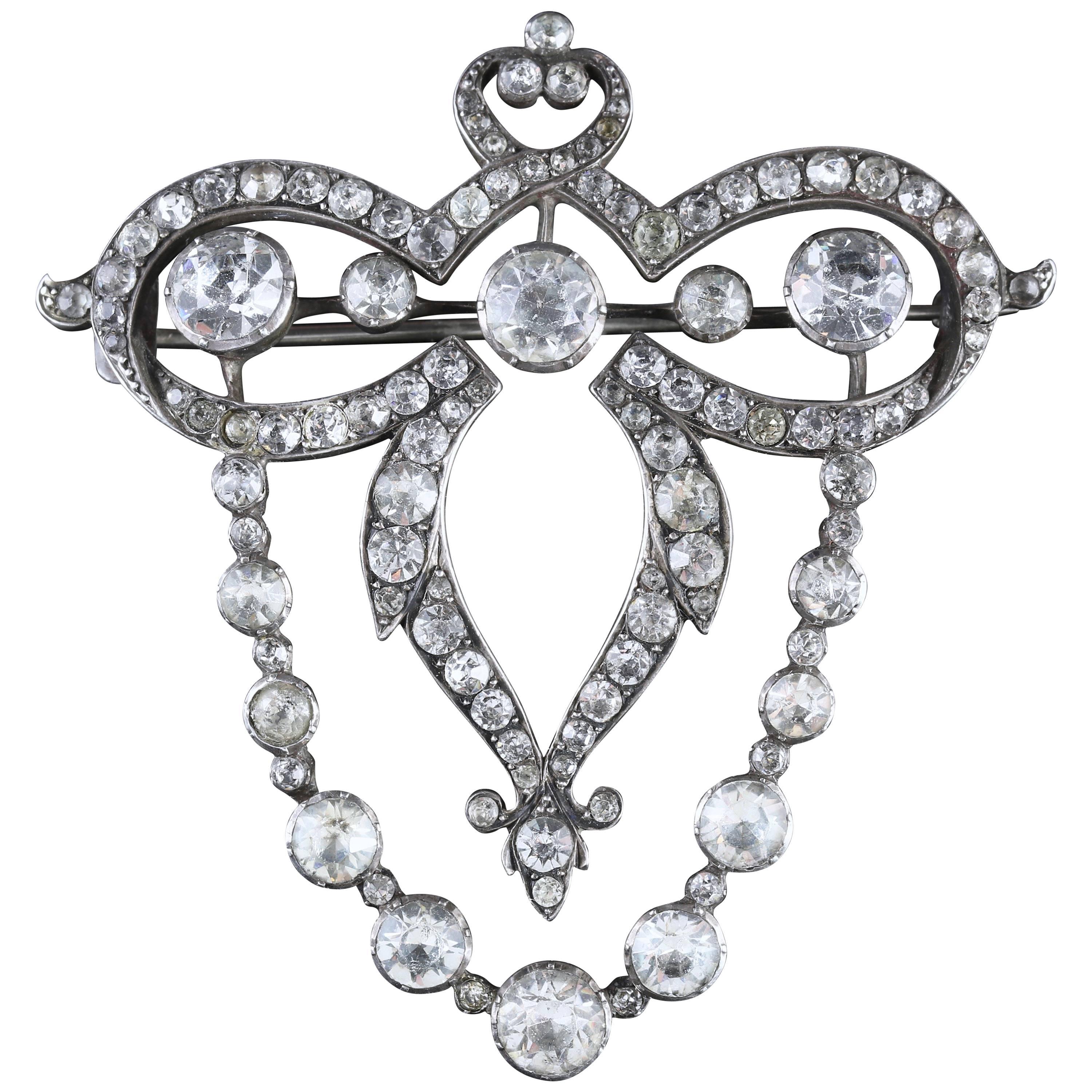 Antique Georgian Large Silver Paste Brooch, circa 1830