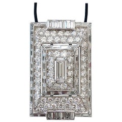Collier broche Art déco français des années 1930 en platine et diamants
