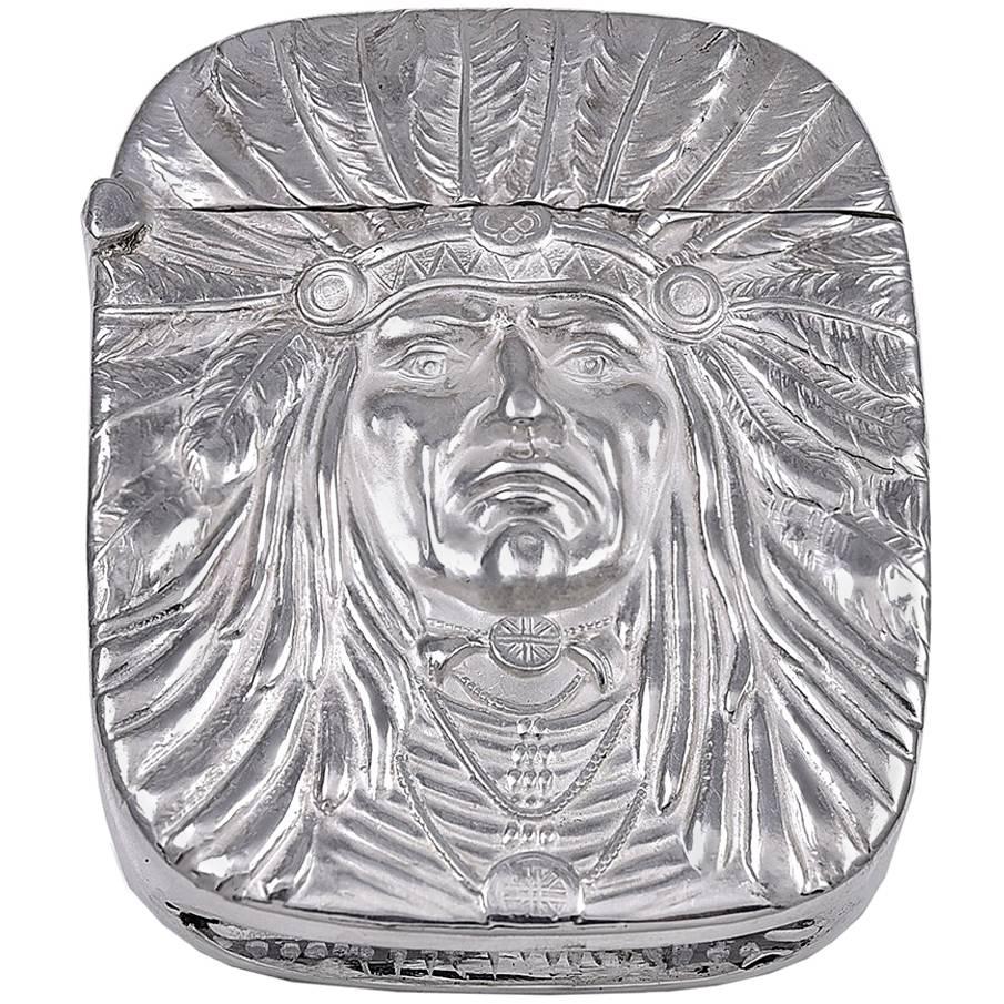 Unger Brothers Sterling Indian Chief Match Safe