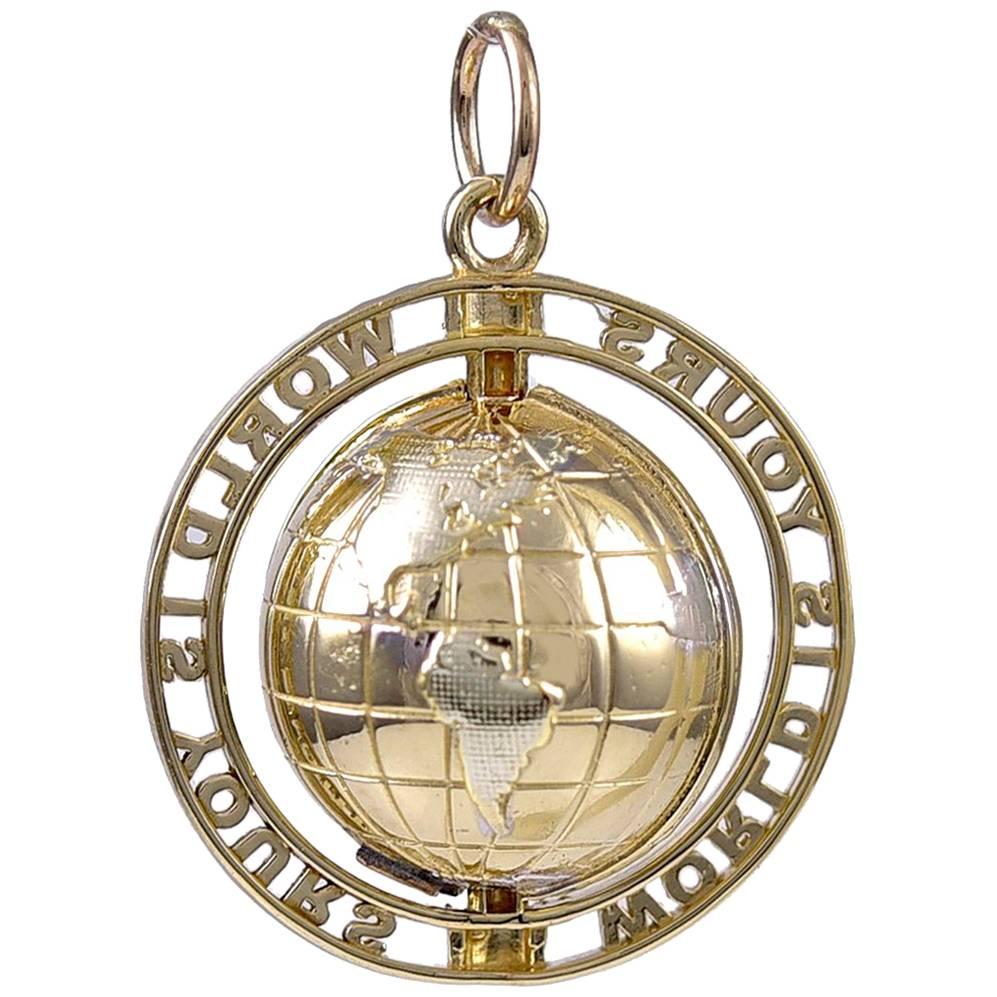 Gold World Is Yours Globe Charm