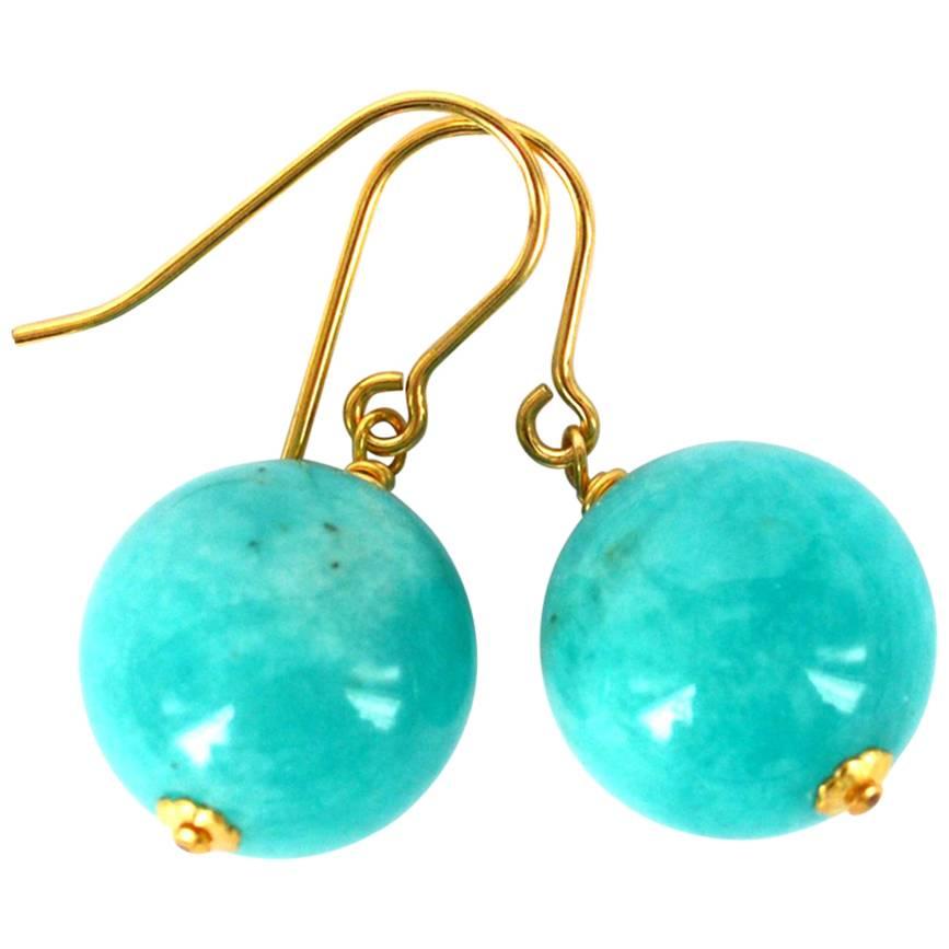 Amazonite Drop and Diamond Earrings For Sale at 1stdibs