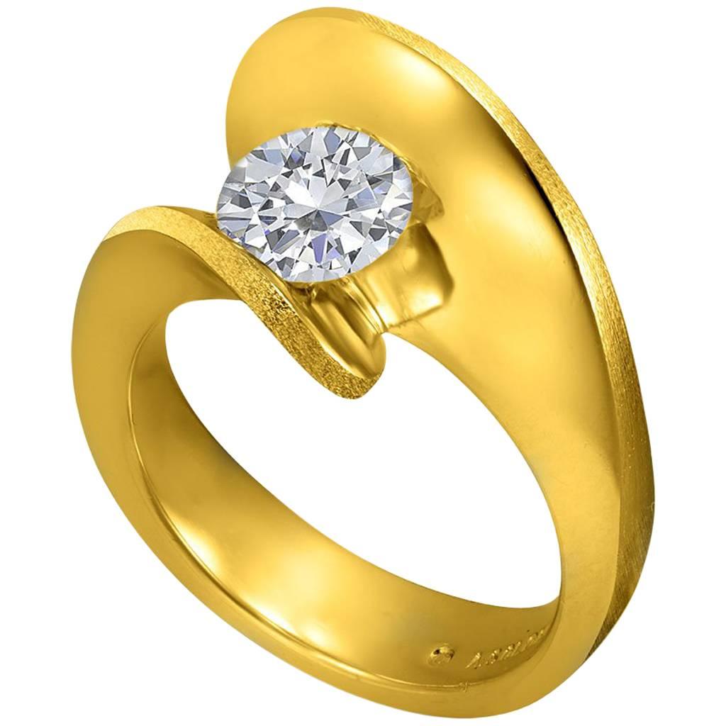 1 Carat Alex Soldier Dance of Life Diamond Yellow Engagement Gold Ring