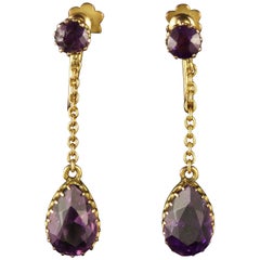 Antique Victorian Amethyst Gold Earrings Screw Fittings 2