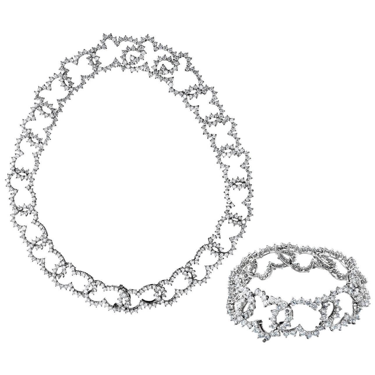 Angela Cummings Platinum Diamond Necklace and Bracelet 70cts