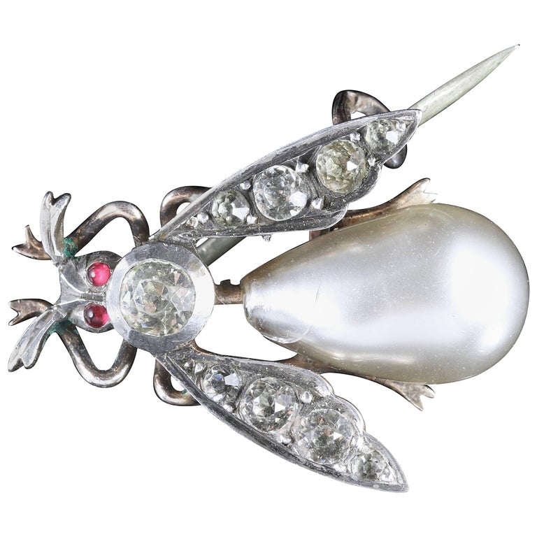 Antique Victorian Pearl Paste Bug Brooch at 1stDibs