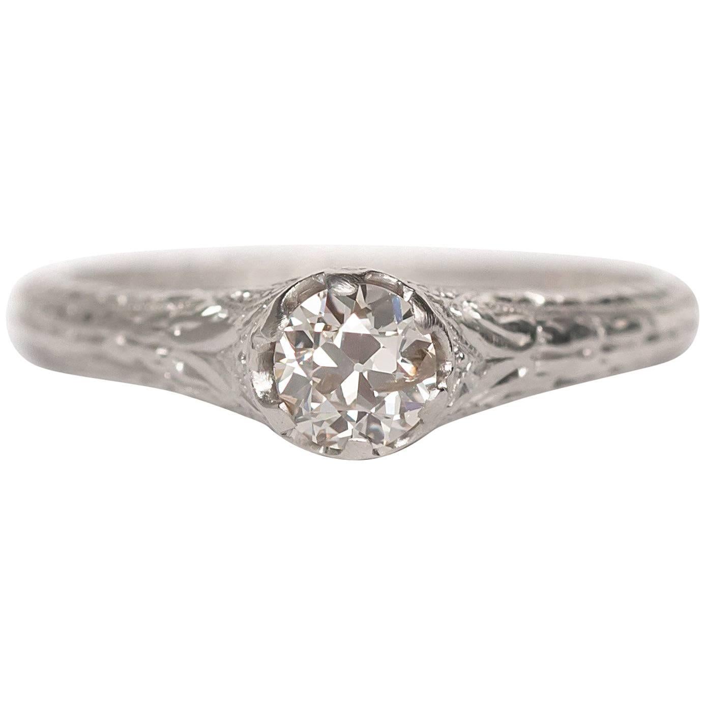 1910 Edwardian .40 Carat Old European Brilliant Platinum Engagement Ring