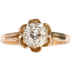 1890s Victorian 1.05 Carat Diamond 14 Karat Yellow Gold Engagement Ring