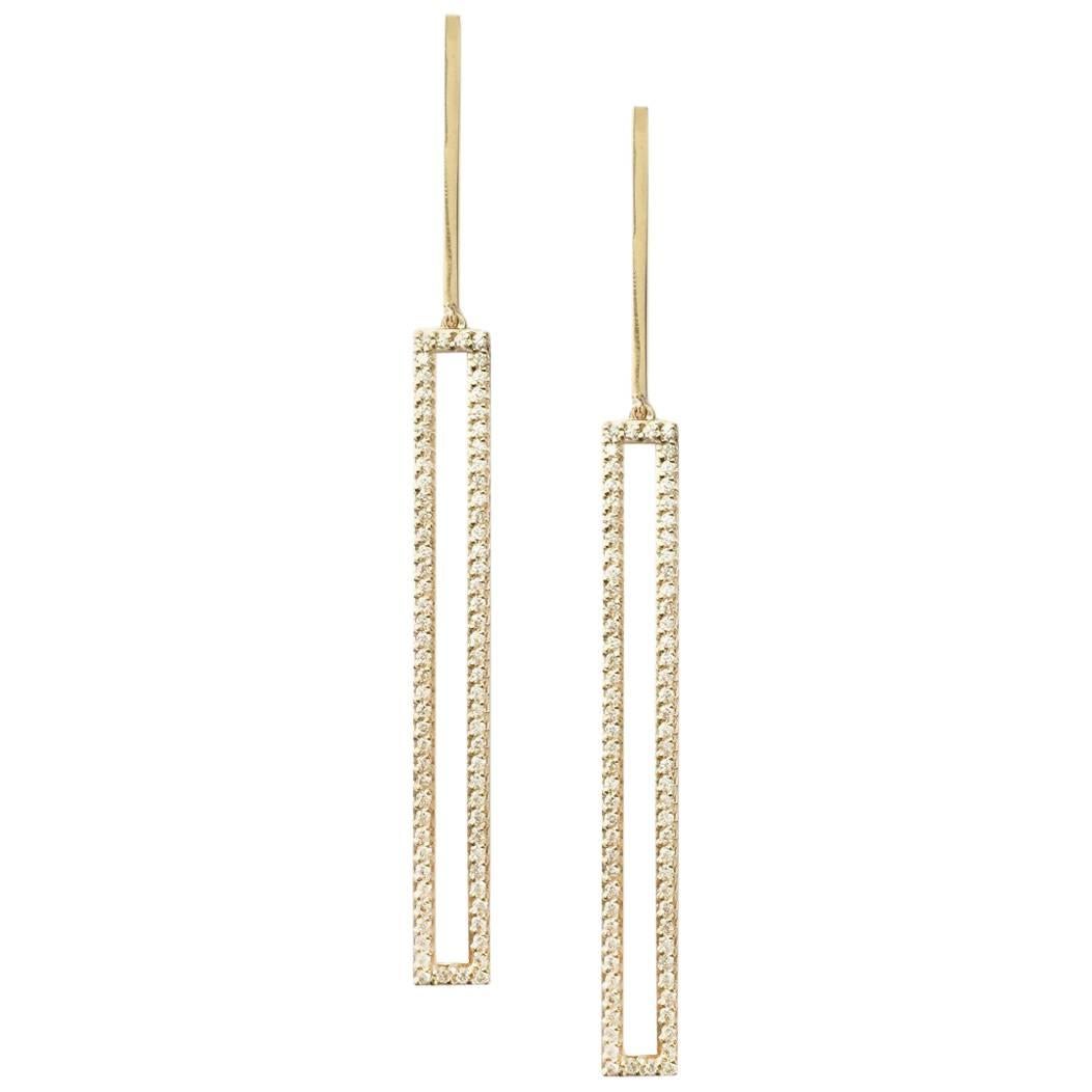 Paige Novick Diamond Gold Delicate Line Drop Earrings For Sale