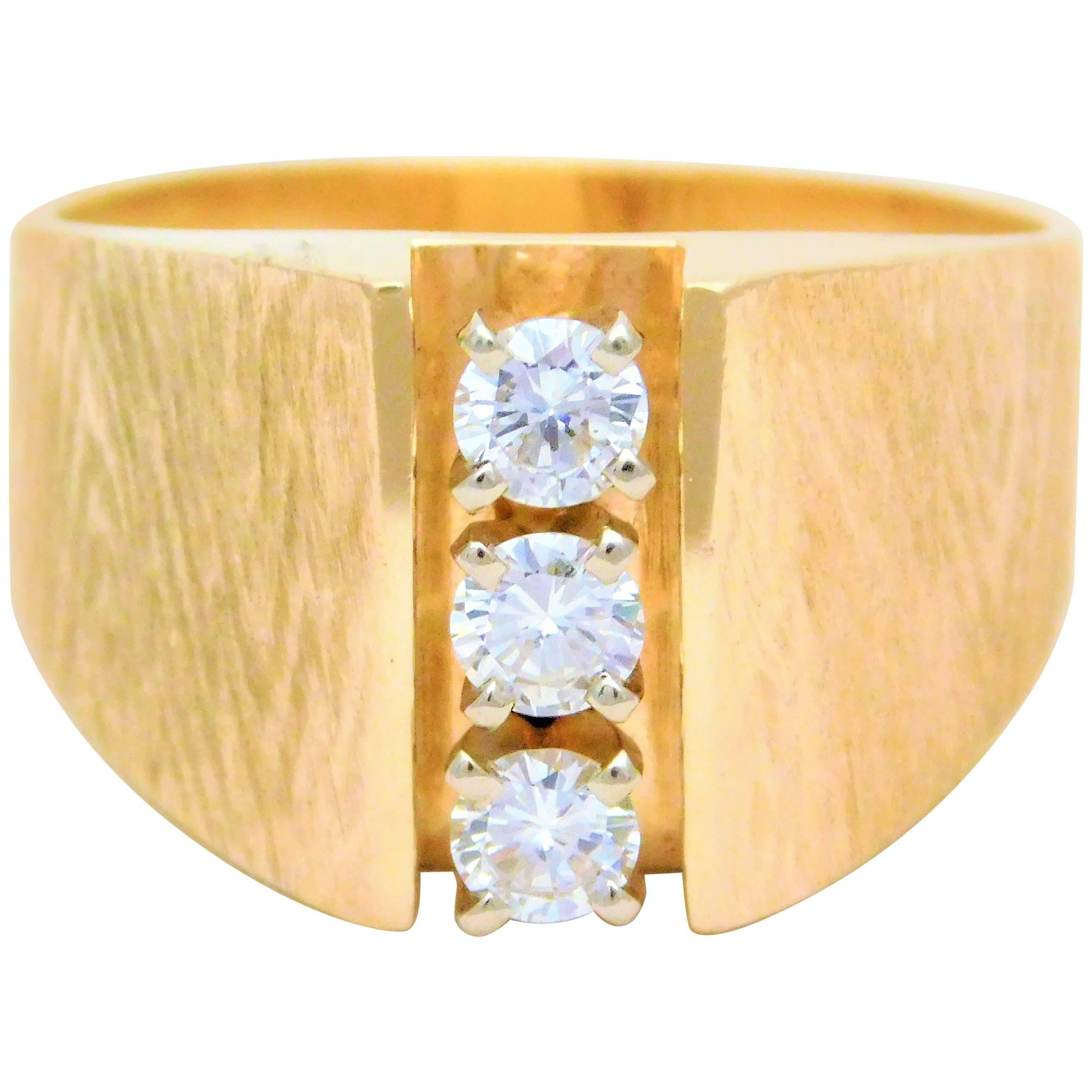 Damascene Finish Diamond Gold Cocktail Ring