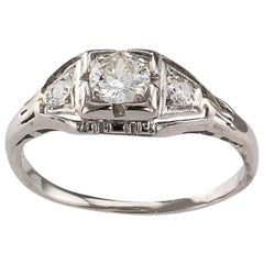 Art Deco 1930s Three-Stone Diamond Engagement Ring Platinum