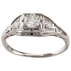 Antique Art Deco 1930s Three-Stone Diamond Engagement Ring Platinum