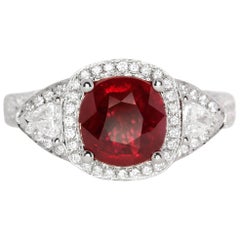 GRS Report 2.03 Carat Natural Burma Ruby Ring