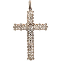 Edwardian Open Workmanship Pierced Diamond Platinum and Gold Cross