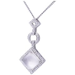 Rock Crystal and Diamond Gold Pendant Necklace