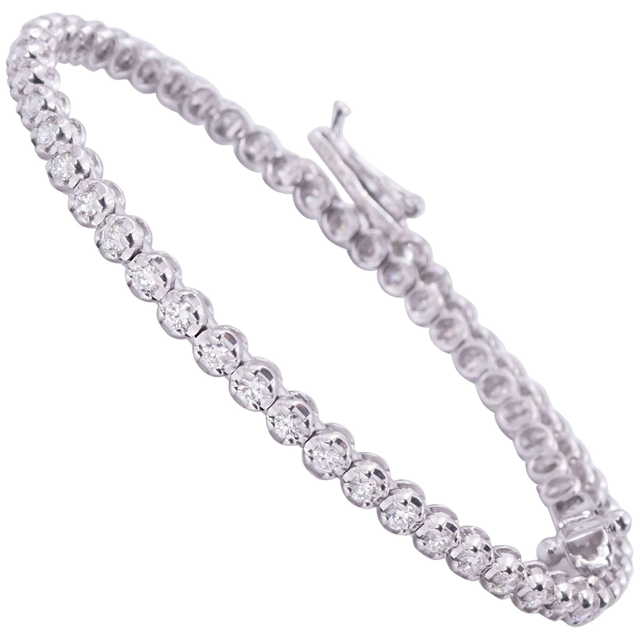 Stunning 3.62 Carat GIA Certified Diamond Tennis Bracelet For Sale