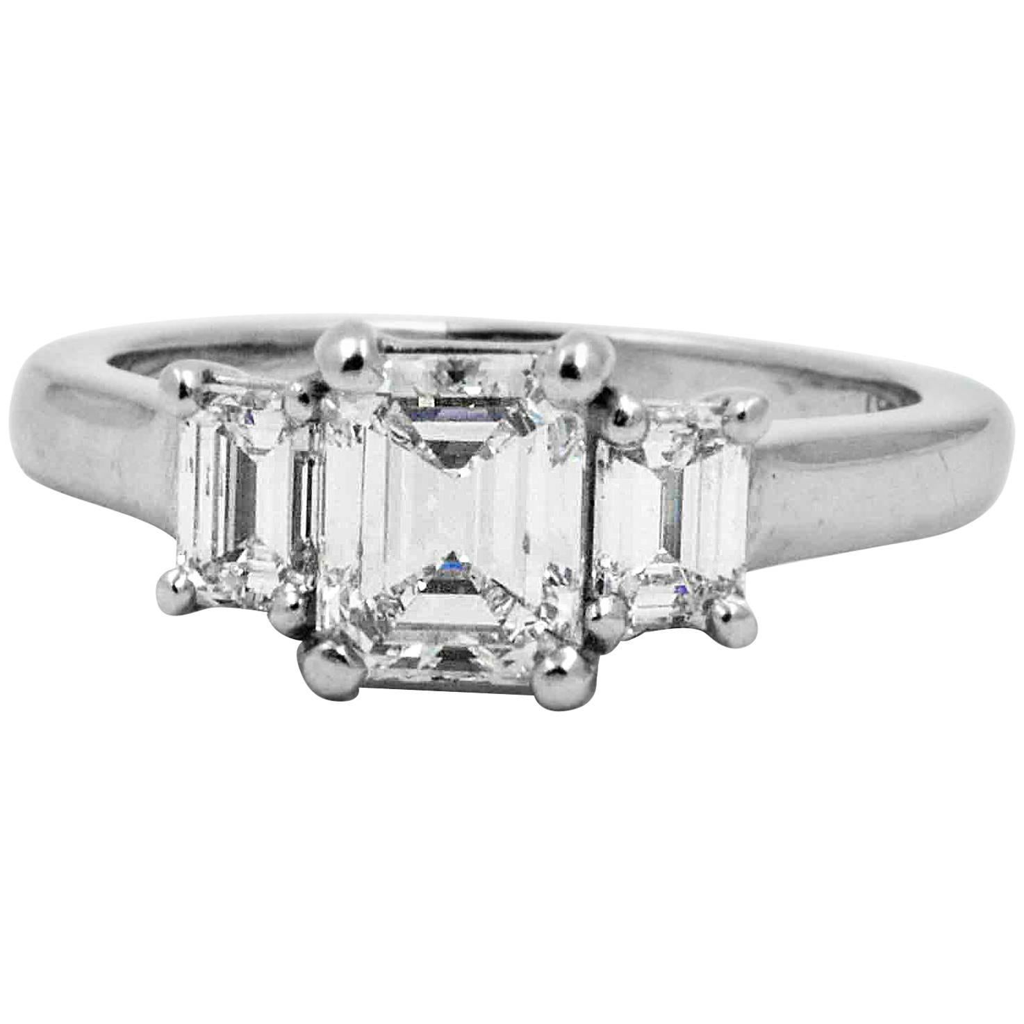 Three-Stone Platinum 1.00 ct Diamond Engagement Ring