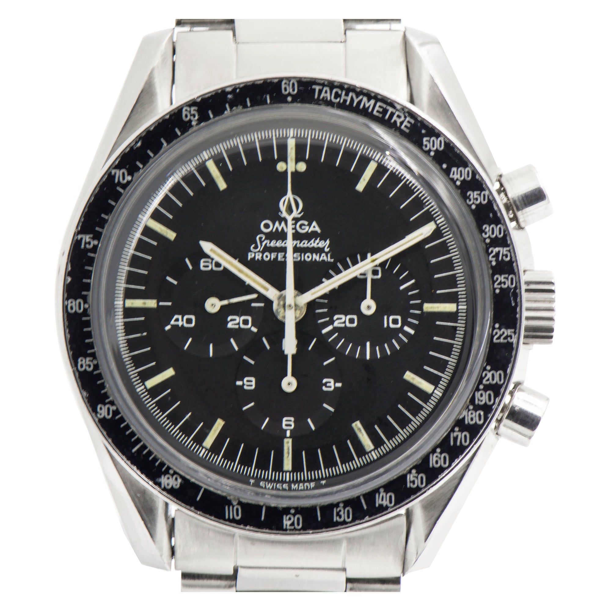 Omega Stainless Steel Speedmaster Chronograph Moonwatch Mens Wristwatch