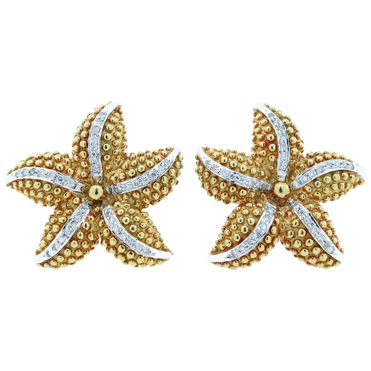 Fine Diamond Starfish Earrings For Sale