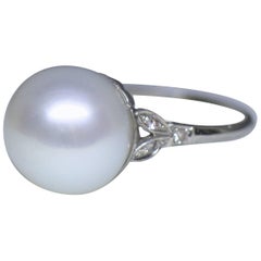 South Sea Cultured Pearl Diamond Platinum Ring 10