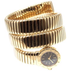 Bulgari Ladies Yellow Gold Tubogas Serpent Snake Bracelet Wristwatch 9