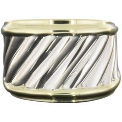 David Yurman Thoroughbred Cable Cigar Band Silver and Gold Ring