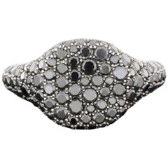 David Yurman Petite Pave Black Diamond White Gold Pinky Ring