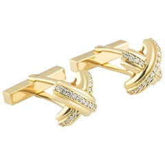 Tiffany & Co. Yellow Gold Signature X Diamond Cufflinks