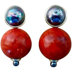 Michael Kneebone Fossil Coral Mother-of-Pearl Black Pearl Drop Earrings