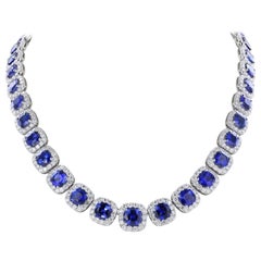 Sapphire Diamond Eternity Necklace 40.55 Carats Of Sapphires