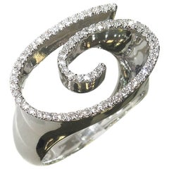 White Gold and Diamond Spiral Ring