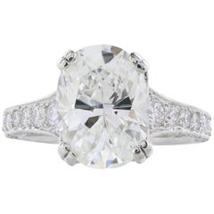 GIA Certified 4.09 Carat G/VS1 Oval Diamond Engagement Ring 9