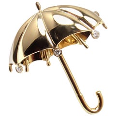 Vintage Tiffany & Co. Diamond Umbrella Yellow Brooch Pin