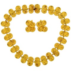 Zolotas 22 Karat Yellow Gold Necklace and Earrings Set
