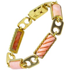 1970s Italian Pink Coral and Gold Bracelet 12